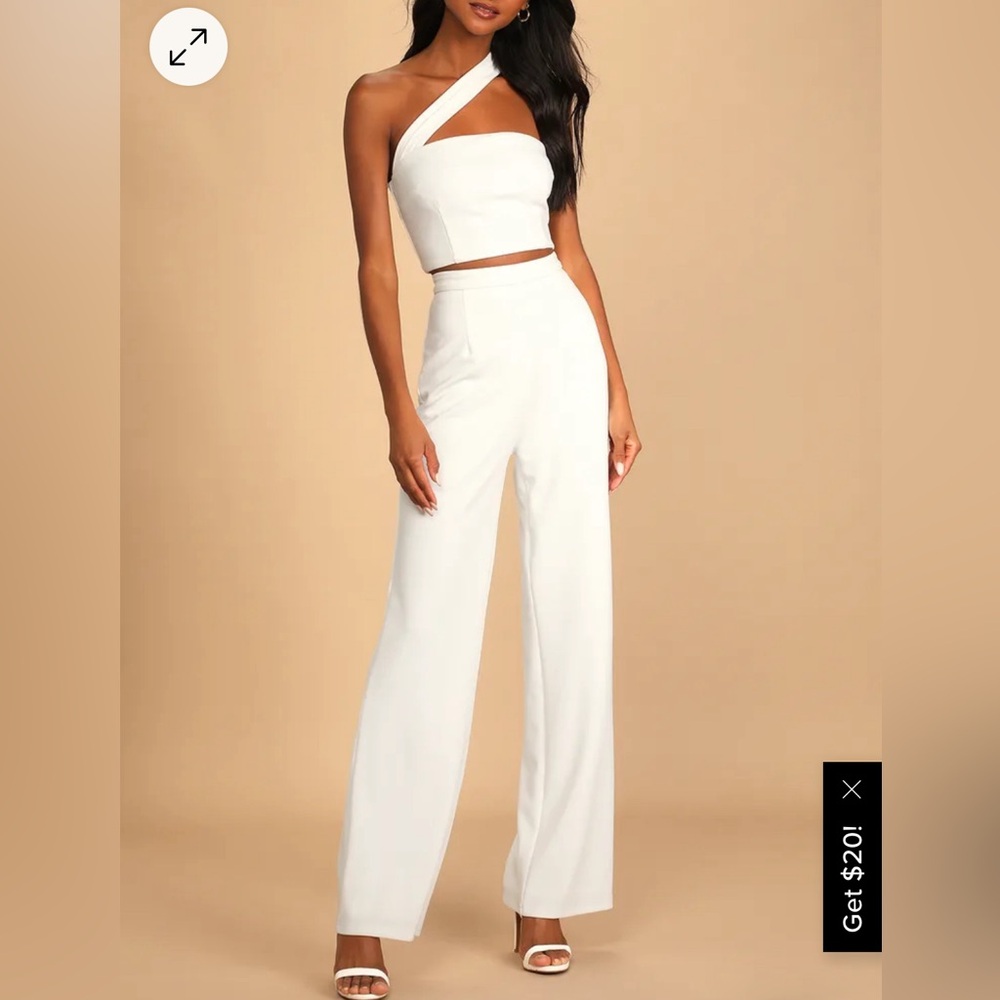 NWT Lulu’s Flaunt It Like That White Pant Set XS